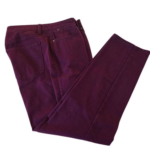 Talbots Womens Zip Fly Stretch Curvy Slim Ankle Denim Jeans Burgundy Size 12 - Picture 4 of 12